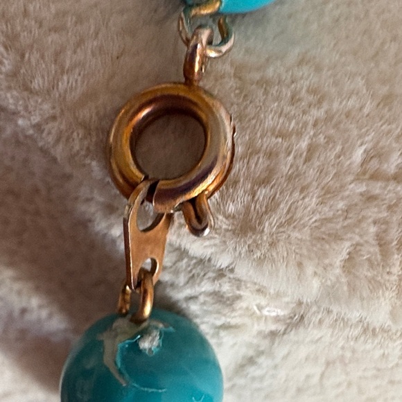 Vintage Style Turquoise Color Beaded Necklace Graduated Beads 28" - Picture 4 of 5